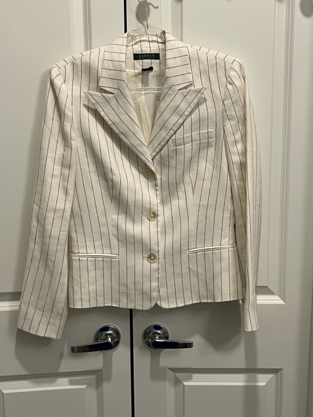Lauren Ralph Lauren Linen Blazer Women’s Size 10 Pinstripe Career Preppy Classic